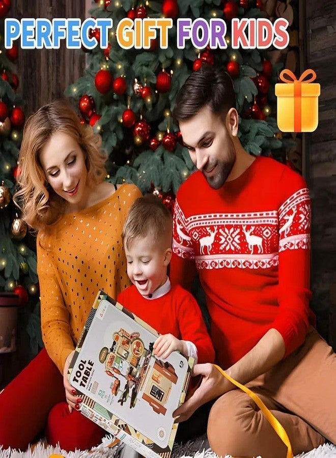 TOYVELLY مجموعة أدوات TOYVELLY للأطفال مكونة من 53 قطعة - طاولة عمل بناء وهمية مع أدوات واقعية وملحقات وخزانة تخزين | مجموعة أدوات تعليمية للأعمار من 3 إلى 10 سنوات فما فوق - Image 5